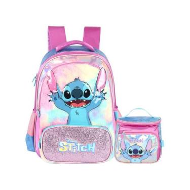Imagem de Kit Lilo Stitch Mochila Costas + Lancheira Premium Luxo - Maxlog, Roxo