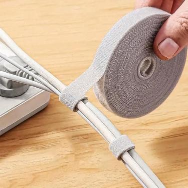 Imagem de 1 pacote de rolo organizador de cabos ajustável | organizador de fios flexível de 3 m para roteamento de cabos para desktop, TV e home theater