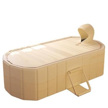 Imagem de Banheira portátil para adultos, grande, dobrável, sem instalação, banheira para chuveiro, banheira de imersão de spa quente (Gosling amarelo, com tampa, G (140 cm C x 85 cm L x 40 cm A)
