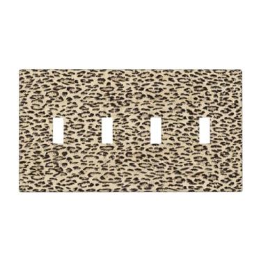 Imagem de Nadoabtm Capas para interruptores de luz, estampa animal, estampa de leopardo, amarelo, quadriciclo, placa elétrica para parede de 4 grupos, placas decorativas para decoração de quarto e banheiro
