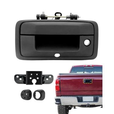 Imagem de Kit de alça de porta traseira, compatível com Chevy Silverado 2014-2015 e GMC Sierra 1500 2500 3500 HD, alça de trava de trava de porta traseira externa com fechadura e orifício para câmera, OEM