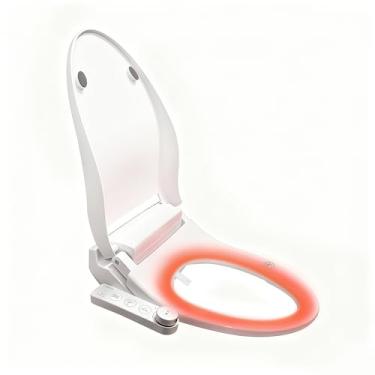 Imagem de Assento sanitário bidê, assento sanitário aquecido elétrico com lavagem instantânea de bidê quente e secador de ar quente turbo, tampa de vaso sanitário macia fechada, luz noturna, alongada