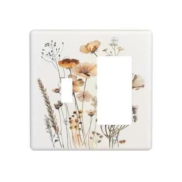 Imagem de DWBGUO Capas decorativas para tomadas com lírios, orquídeas, flores, arranjos florais, 2 Gang, 1 Gang, capa de parede, interruptor único, interruptor de luz