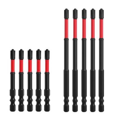 Imagem de Kit de 10 peças de chaves de fenda cruzadas magnéticas, 65 mm e 110 mm, haste sextavada de 1/10.2 cm para furadeira elétrica, chave de impacto