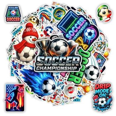 Imagem de BETANAS 100 PCS Soccer Stickers Pack, Vinyl Waterproof Football Decals for Kids Teens Adults, Funny Ball Flag for Water Bottle Laptop Wall Scrapbook Luggage Sports Gifts Teen Adults Men Boys Kids Car