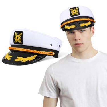 Imagem de 2 peças, chapéu de capitão de barco ajustável, boné de marinheiro, para cosplay, festa, acessório de fantasia