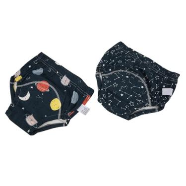 Imagem de Dpofirs Roupa íntima de Treinamento Potty Calças de Treinamento de Algodão Lavável para Bebês Meninos e Meninas Calças de Fraldas Anti-vazamento Adequadas para Crianças de 6 Meses a 3 Anos Pacote de 2 (L)