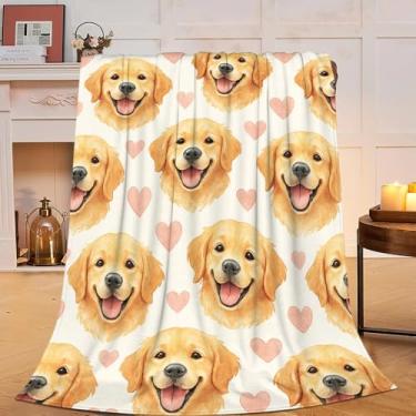 Imagem de Golden Retriever Cobertor Super Macio Quente Fofo Flanela Cachorro Animal Cobertor Aconchegante Pelúcia Pelúcia Cobertores de Roupa de Cama Presentes para Mulheres Crianças Meninos Meninas Adultos 50
