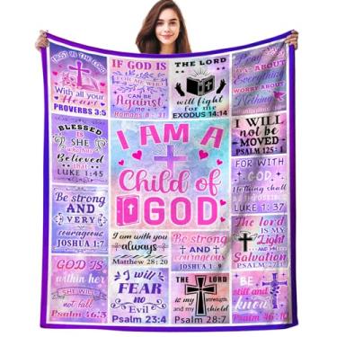 Imagem de INKRENS Presentes cristãos para mulheres, cobertor de lcobion versículo bíblico, cobertor "I Am A Child of God", cobertor de oração, espiritual, inspirador, religioso, batismo, presentes para meninas