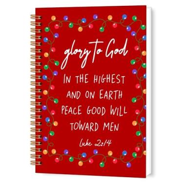 Imagem de TWRVI Caderno espiral de Natal cristão, verso da Bíblia de Natal vermelho, caderno pautado para faculdade, material escolar, cadernos religiosos, 14 x 21 cm, 164 páginas