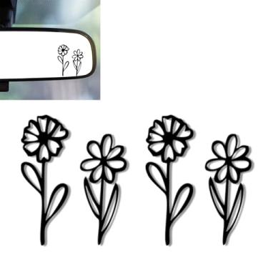 Imagem de 2 peças de decalques de espelho de carro, adesivos de espelhos retrovisores, acessórios de carro de flores, vinil, adesivos fofos para carros, presentes para mulheres, homens, crianças, adolescentes
