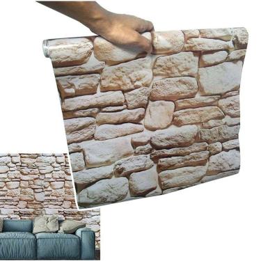 Imagem de Papel De Parede Pedras Marrom Fosco Lavavel Autoadesivo