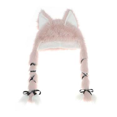 Imagem de Chapéu Pink Fox Ears Plush Cat Ears, chapéu de cosplay para adultos - 