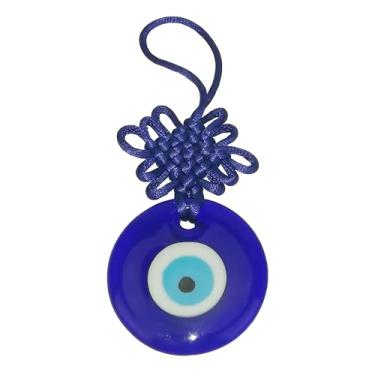Imagem de Amuleto de carro de nó chinês turco com olho turco - amuleto de proteção de vidro azul para decoração de Feng Shui de porta e casa