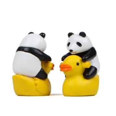 Imagem de Estatueta de PVC Cute Panda Riding Duck com escultura de jardim - Yiwe