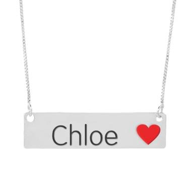 Imagem de Colar Semijoia Nome Personalizado Coração Resinado Chloe Banhado em Prata 1000-999001765