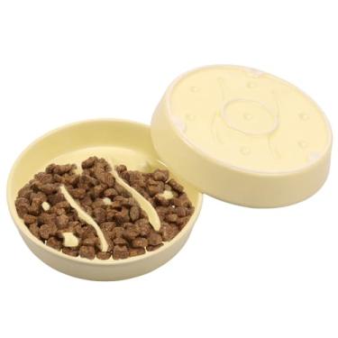 Imagem de 2 tigelas de cerâmica, alimentador lento para gatos, alimentador lento para gatos, 623 g, comedouros de quebra-cabeça lentos para cães, antiderrapante, interativo, previne obesidade canina e inchaço