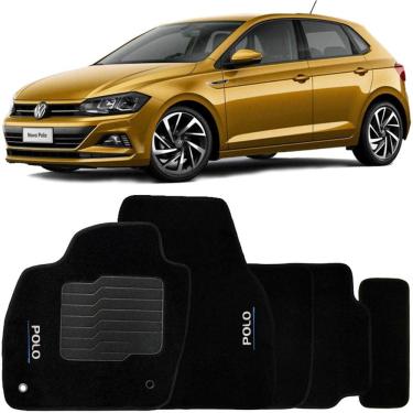 Imagem de Jogo de Tapete Automotivo Carpete Volkswagen Polo 2018 à 2019 Soft Logo Bordado 5 Peças