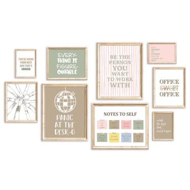 Imagem de Whaline 9 peças de arte motivacional de parede para escritório, pôsteres de papel, fotos inspiradoras de pintura de trabalho em equipe, para decoração de festa, galeria, sala de aula, sem moldura