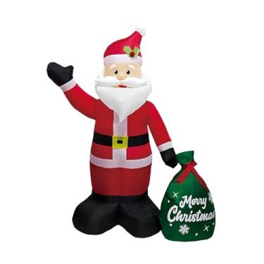 Imagem de Baoblaze Papai Noel inflável de 120 cm para decoração de jardim, decoração de Natal, para festas de fim de ano, externa inovadora com LED para