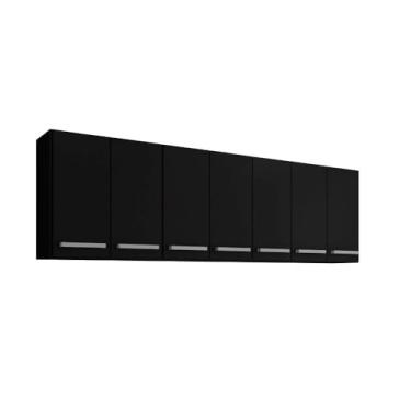 Imagem de Armário alto de cozinha com sete prateleiras (Preto)