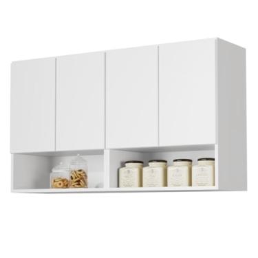 Imagem de Armario Cozinha Aéreo Suspenso Organizador Quarto/Cozinha/Lavandeira Sala Bela 4 Portas(Branco)