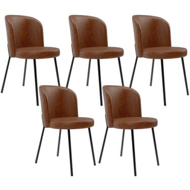 Imagem de Kit 5 Cadeiras Sala de Jantar Estofada Gavi L02 Couríssimo Marrom - Lyam Decor