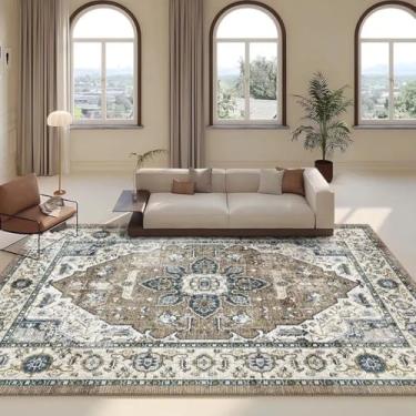 Imagem de Tapete Persa Retrô para Sala de Estar, Decoração para Área do Sofá, Tamanho Grande, Tapete Lavável para Casa e Quarto (120x160cm 47x63in/Sem Fiapos-4)
