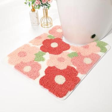 Imagem de Molesun Tapete de banho floral, tapete de banheiro antiderrapante macio tapete de microfibra bonito tapete de banho para crianças, tapetes grossos absorventes de água para quarto, cozinha, decoração