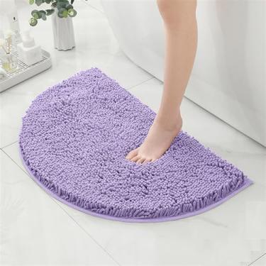 Imagem de Reyox Tapete de banheiro de chenille meio círculo, tapete de banho antiderrapante absorvente de água, tapetes de banho laváveis para banheiro, banheira, lavanda, roxo, 3 x 5 metros
