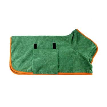 Imagem de Toalhas de microfibra para cães para secagem de cães grande toalha média pequena roupão roupão de banho para animais de estimação gato macio e respirável absorvente (verde, PP)