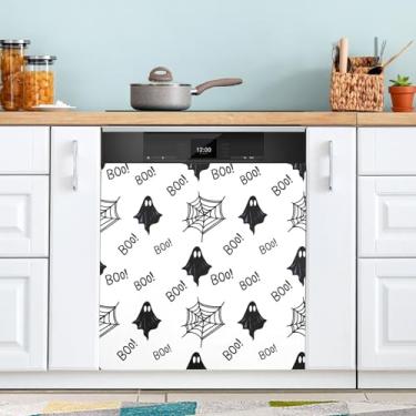 Imagem de ATTX Capa de ímã de lava-louças Halloween Ghosts, 58,4 cm C x 66 cm A decoração da capa da máquina de lavar louça, decalques de armário doméstico adesivos de eletrodomésticos #269