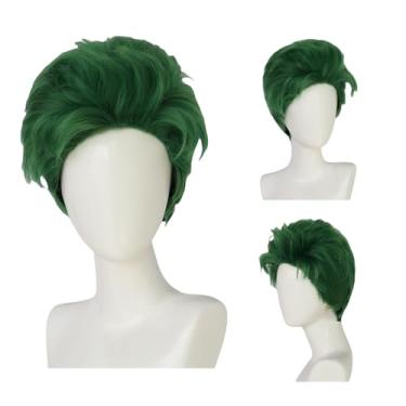 Imagem de YYUISD Peruca curta verde masculina para fantasia de Halloween/cosplay