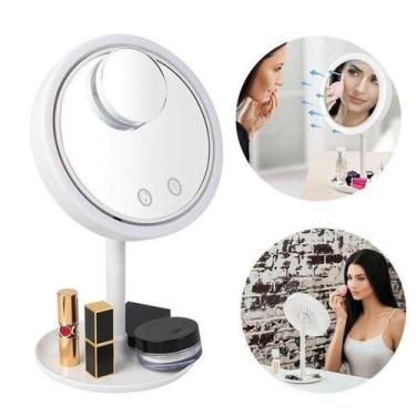 Imagem de Espelho De Maquiagem Com Led Ventilador Mini Espelho