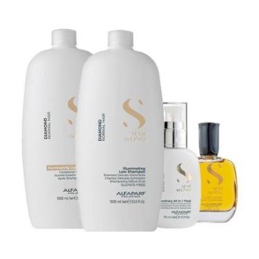 Imagem de Kit Alfaparf Milano Professional Semi Di Lino Diamond - Shampoo e Condicionador e Finalizador e Óleo-Unissex