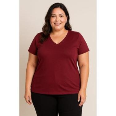 Imagem de Camisa Baby Look D Bell Outlet Fashion Plus Size Vinho-Feminino