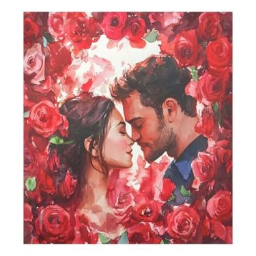 Imagem de SEHANY Capa magnética para máquina de lavar louça, pintura romântica para casais de Dia dos Namorados, adesivos magnéticos decorativos antiarranhões para painel de geladeira e lava-louças, decoração