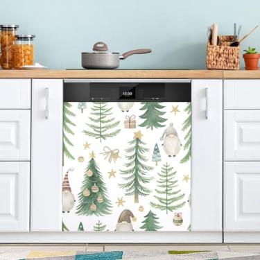 Imagem de ATTX Capa de ímã de lava-louças de gnomo de Natal, 58 cm C x 66 cm A decoração da capa frontal da máquina de lavar louça, decalques de armário doméstico e eletrodomésticos adesivos #23