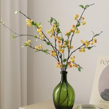 Imagem de 2 cachos de maçãs falsas artificiais de 41,76 cm, ramo de maçãs realistas, ramo de árvore com caule longo e folhas verdes, planta frutífera para casa, escritório, vasos, loja de enchimento