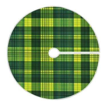 Imagem de Blueangle Saia de árvore com estampa xadrez verde de 90 cm para decoração do dia de São Patrício (123)