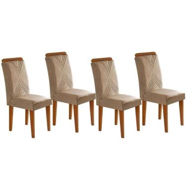 Imagem de Cadeira De Cozinha Amsterdã Kit 4 Un Capuccino-linho Bege Turim - Rufato