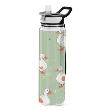 Imagem de ATTX Garrafa de água Cute Ducks, 946 ml, à prova de vazamento e livre de BPA, garrafas de água reutilizáveis de plástico Tritan para viagem, academia, corrida, #18