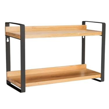 Imagem de Nurtopia Porta-temperos de bancada, acessórios para cafés, suportes de especiarias, prateleira de balcão, estação organizadora de café de 2 camadas para canecas, temperos, creme, xarope (preto)