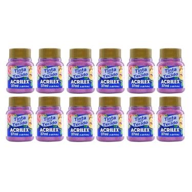 Imagem de Kit 12 Tintas para Tecido Glitter Acrilex Vermelho 205 37ml | Brilho Intenso, Alta Fixação, Resistência às Lavagens e Acabamento Cintilante para Artesanato e Customização
