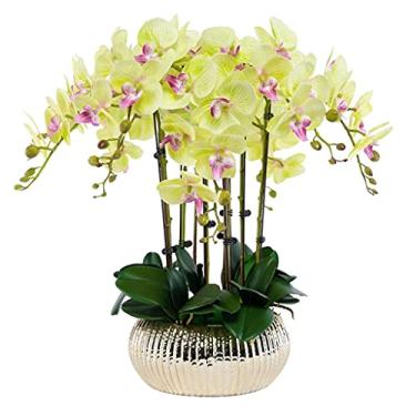 Imagem de Flores artificiais Phalaenopsis com plantador grande orquídea artificial em vaso flor falsa para decoração de arranjos lindas flores artificiais