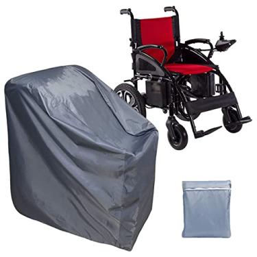 Imagem de YYBOES Capa protetora para cadeira de rodas impermeável, capa de chuva de tecido Oxford cinza 210D para cadeira de rodas, capa de chuva, durável, fácil de proteger, à prova de vento e resistente a