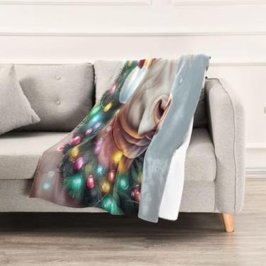 Imagem de Wassud Cobertores e mantas de Natal de 152 x 228 cm, cobertor de vaca de Natal para sofá, cadeira, decoração de casa
