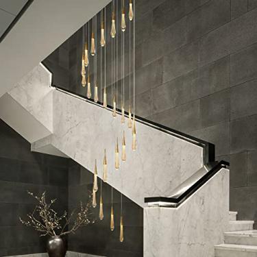 Imagem de Lustre moderno de cristal com 24 luzes, dimerizável, LED, dourado, luminária de teto, pendente de cristal em formato de bolha, para sala de estar, hall de entrada, 120W, lustre para escadas.