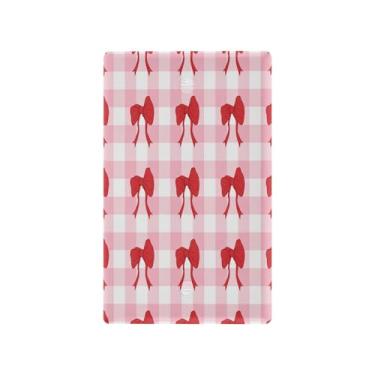 Imagem de Wassud Placa de cobertura decorativa para interruptor de luz com arcos vermelhos quadriculados, placa de parede para tomadas elétricas em branco 11 x 6 cm