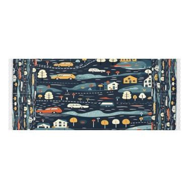 Imagem de Wassud Capas de lavadora e secadora padrão azul-marinho escuro, protetor de lavadora com sacos de armazenamento, capa de geladeira à prova de poeira com bolsos para lavanderia doméstica, cozinha, 120